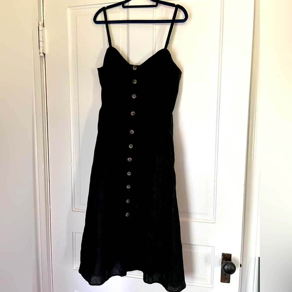 The Reformation Black Linen Midi Dress sz 10